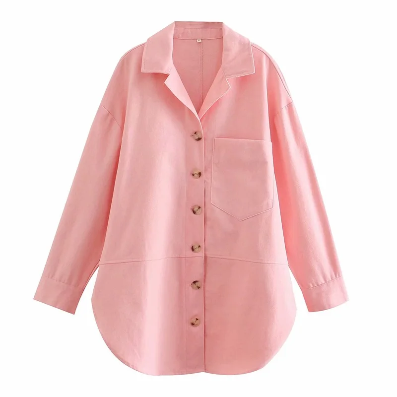 

MESTTRAF Women 2021 Fashion With Pockets Oversized Jacket Coat Vintage Long Sleeve Button Type Long Outerwear Streetwear