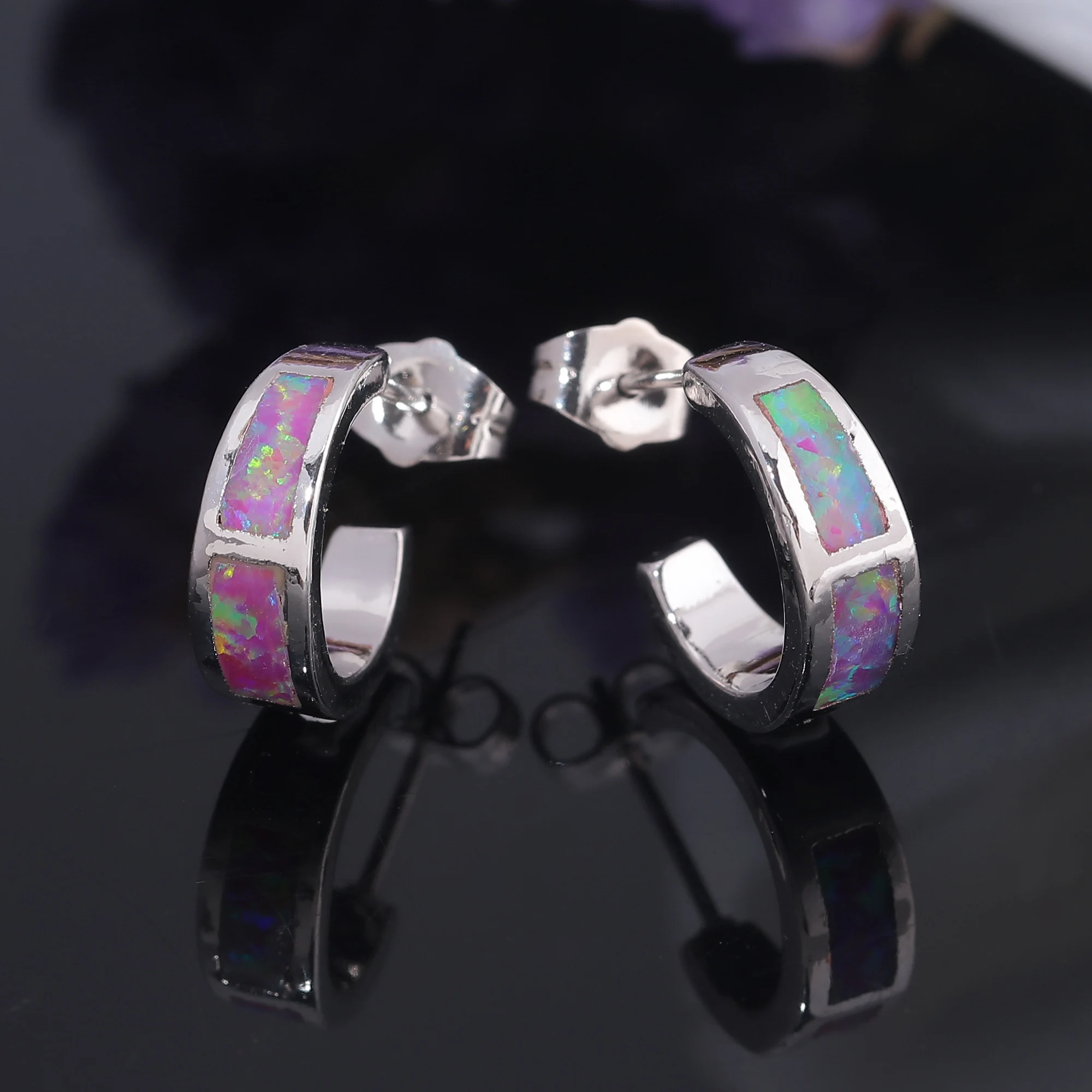 Женские серьги пусеты CiNily с серебряным покрытием зеленый розовый синий белый