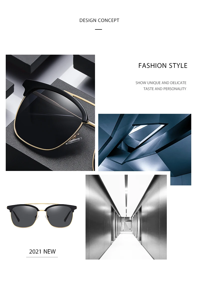

New Polarizing Sunglasses European and American Fashion Men's Sunglasses Trend Large Frame Double Beam Metal Sunglasses