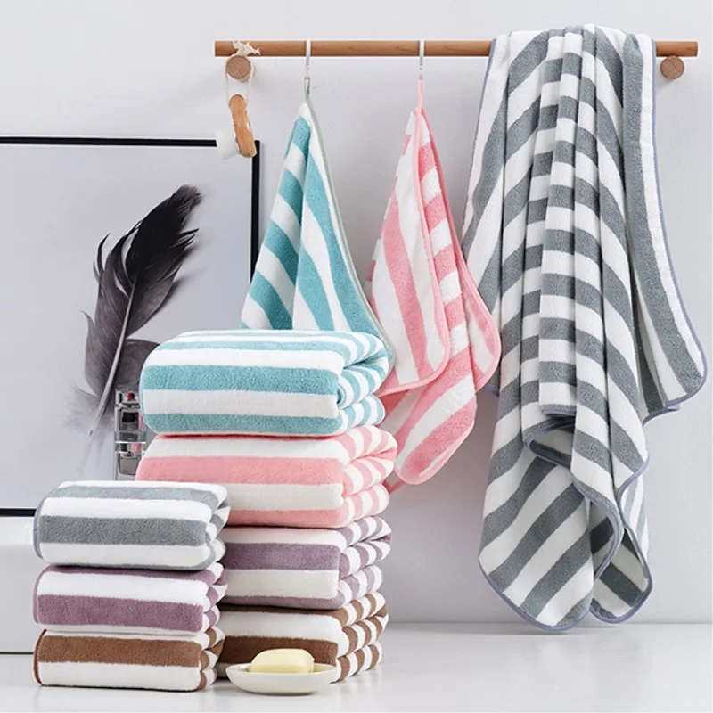 

Striped Towel Set Coraline Bath Towels for Adults Large 70*140cm Bath Towel + Face Towels Absorbent Bathroom Home Turkish Towel