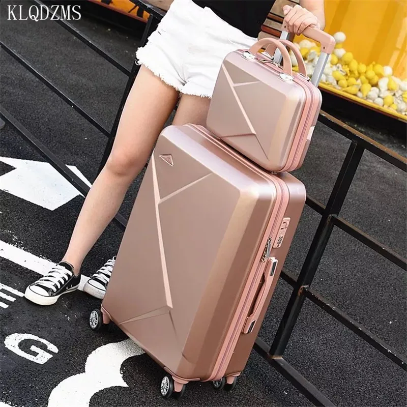 KLQDZMS 20’’22’’24’’26’’28 Inch ABS Women Business Travel Trolley Suitcase Set Fashionable  Rolling Luggage With Cosmetic Bag