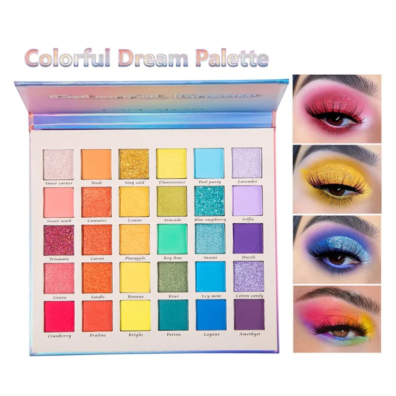 

30 Colors Eyeshadow Pallete Shimmer Matellic Neon Makeup Palette Glitter Matte Shades Nude Blendable Pigment Powder