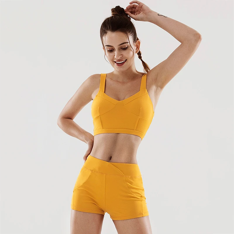 Женский спортивный комплект из 2 предметов однотонный дышащий повседневный