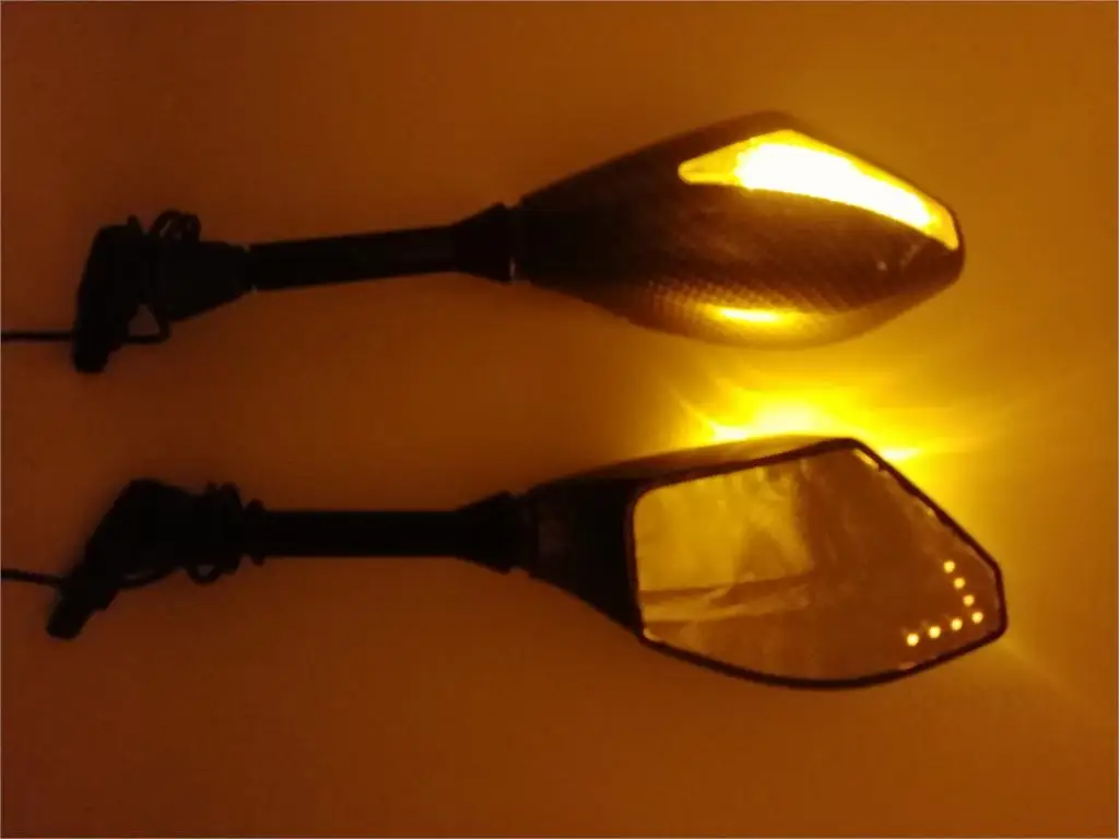 Универсальные мотоциклетные зеркала углеродное волокно светодиодный указатель