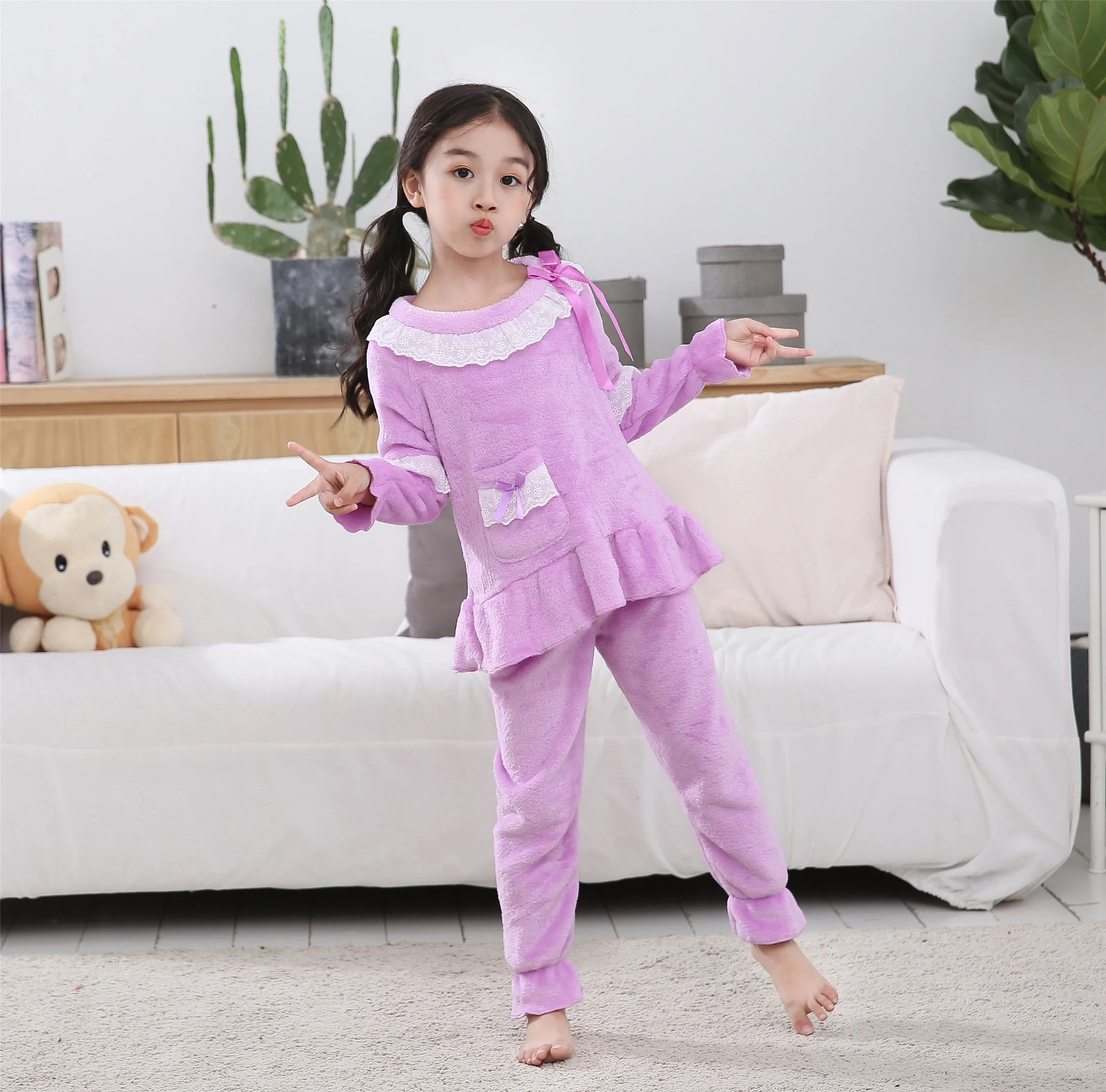 6 Mother and Daughter Clothes Adult Christmas Pajamas for Girl Autumn Winter Warm Flannel Pajamas Family Matching Outfits Set - Цвет: 6