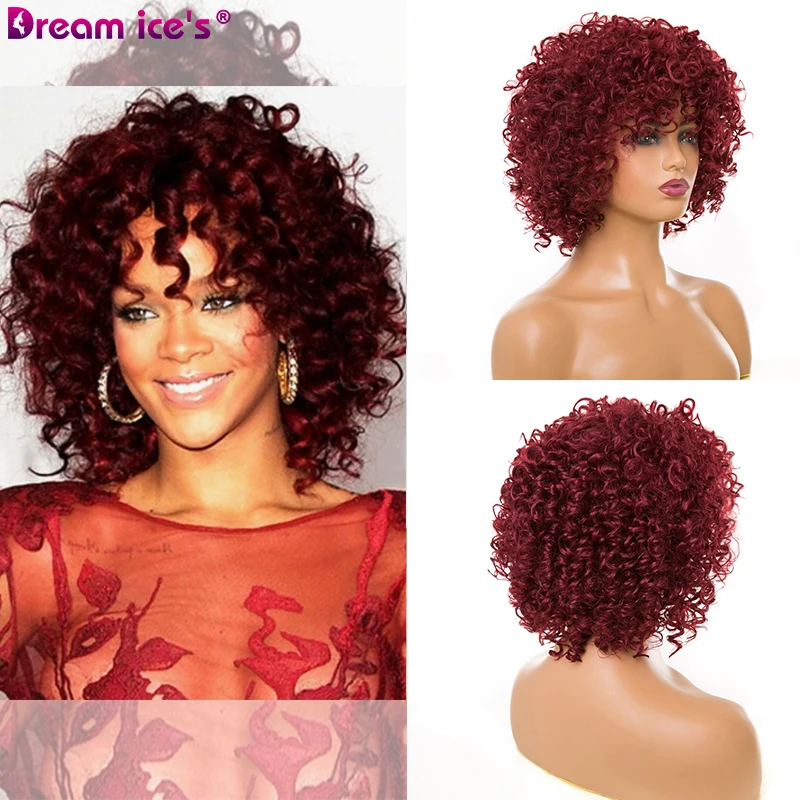 Коротких синтетических красный парик афро кудрявый для Для женщин высокое