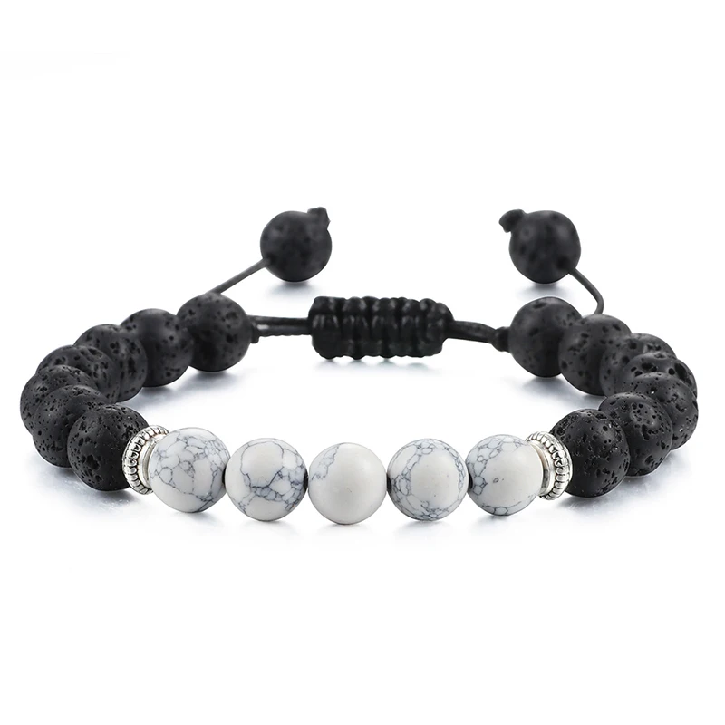 Черные браслеты из лавовых бусин женские и мужские искусственной чакры с