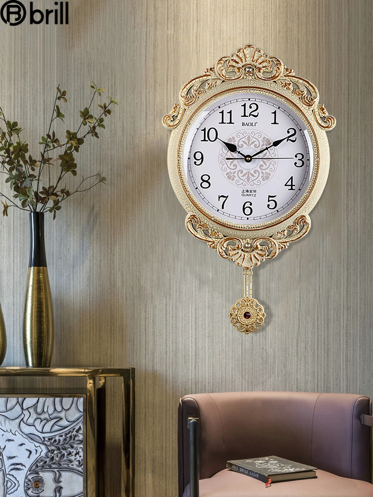 

Creative Simple Wall Clock Vintage Living Room Home Decoration Swing Clock Pendulum Clocks Mechanism Office Decoration American
