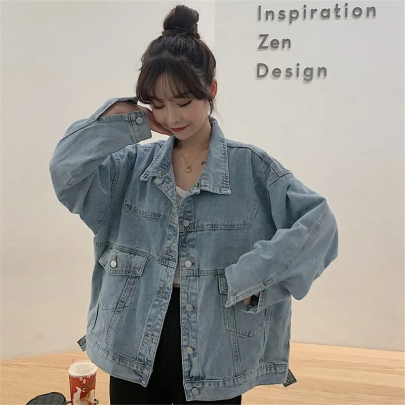 Новая свободная джинсовая куртка с буквенным принтом для женщин 2020 Весенняя
