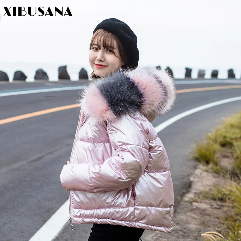 XIBUSANA зимняя Новинка пекарня Женская Короткая свободная куртка с большим меховым