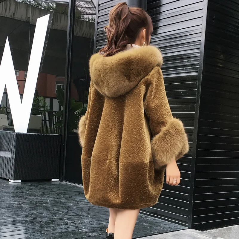 Женское шерстяное пальто средней длины дизайнерское Свободное из натуральной