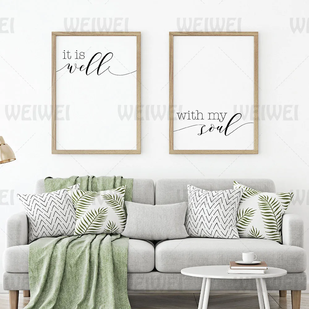 

Simple Text Home Decoration Painting Black and White Living Room Wall Canvas Poster with My Soul Modern Bedroom Staircase Prints