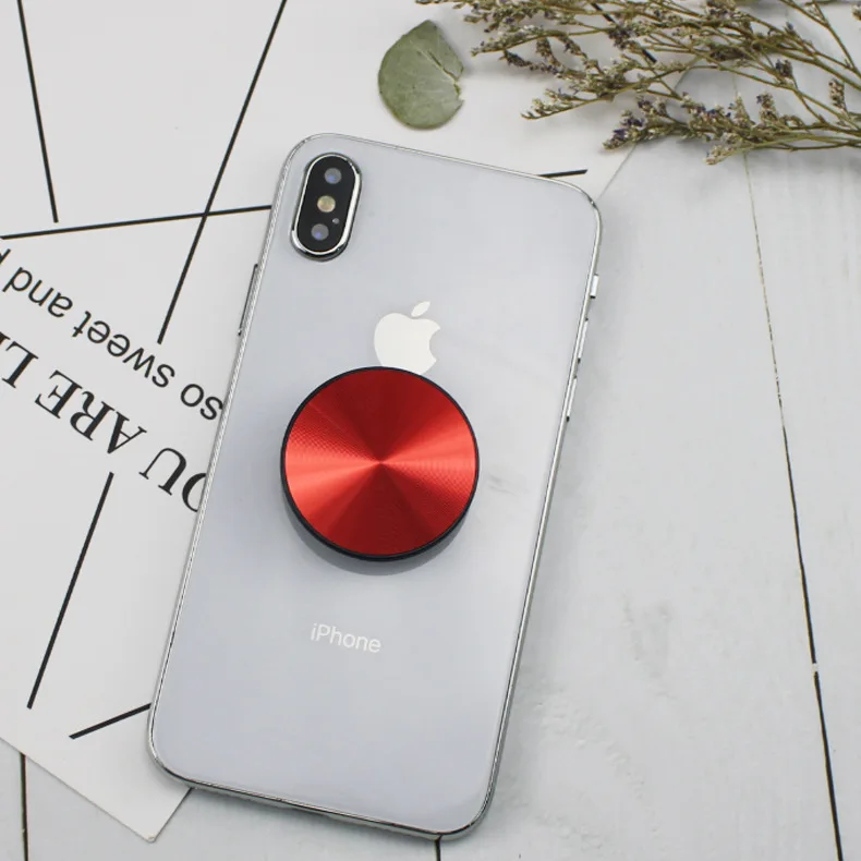 20pcs metal plate round pocket mobile phone folding stretch bracket phone holder support free global shipping