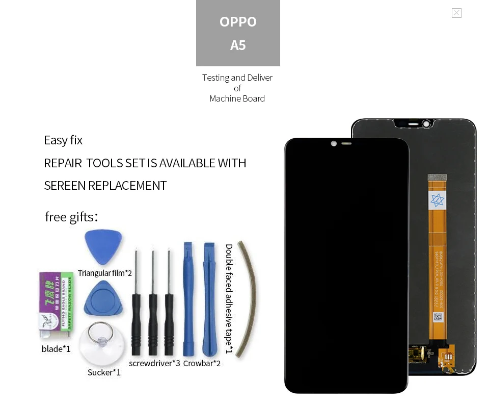 6," ЖК-экран для OPPO A5 A5S AX5 AX5S, сенсорная панель, дигитайзер для OPPO A5 AX5, дисплей с рамкой