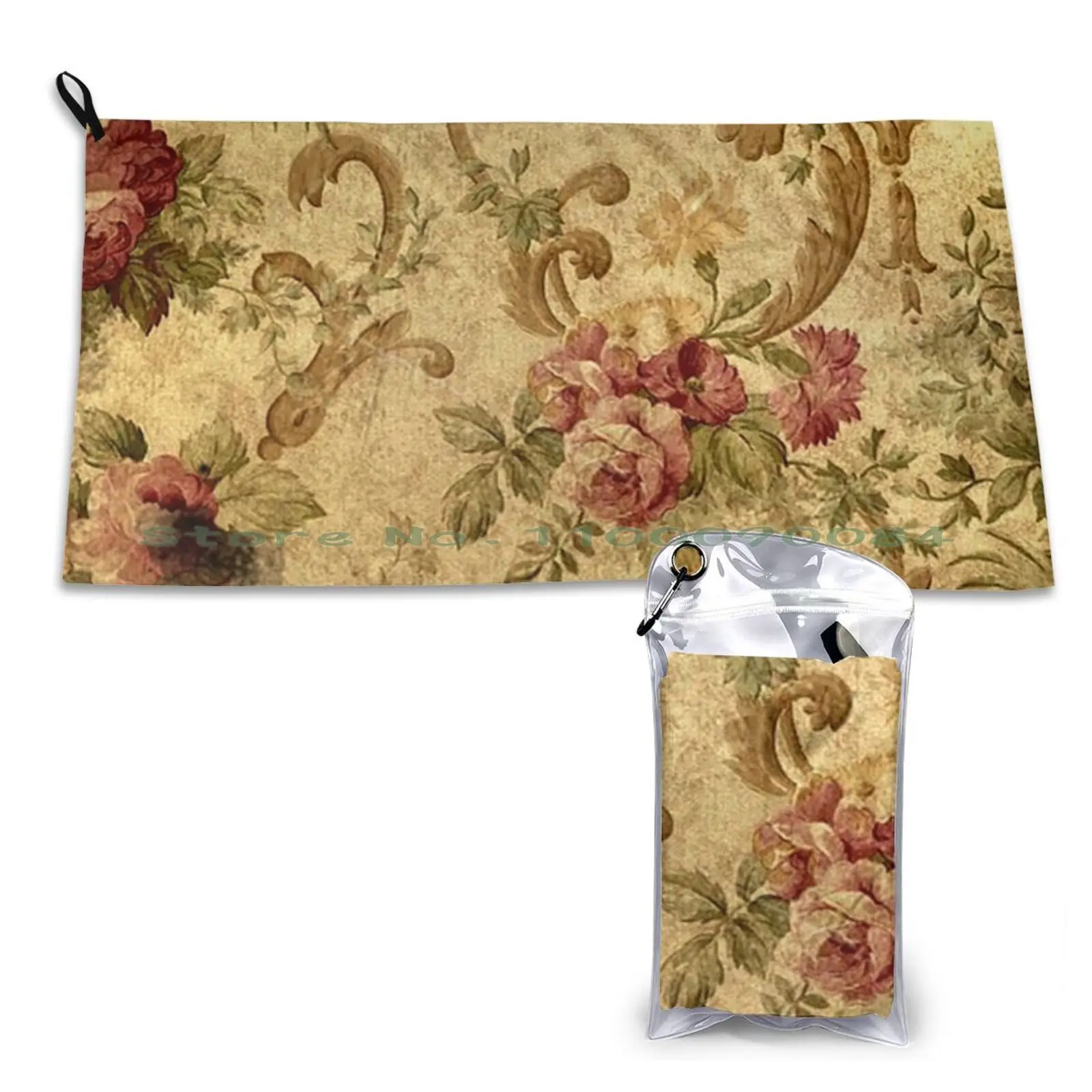 Gym Sports Bath Portable Vintage Floral Rustic