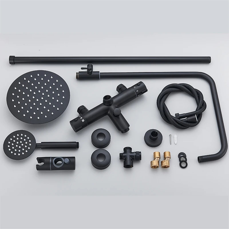 Матовый черный Термостатический смеситель для душа ультратонкая насадка в