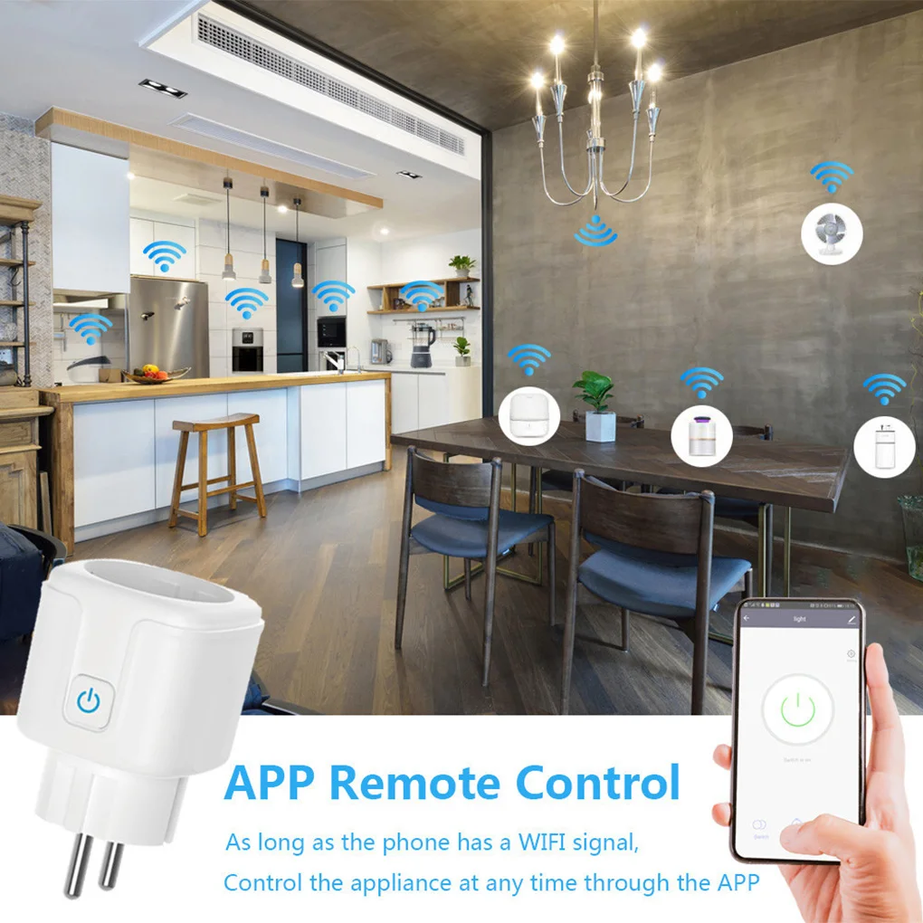 

16A WiFi Smart Plug Socket With Power Energy Monitor EU Standard Multi Plug Tuya APP Control Works With Alexa Google Assistant
