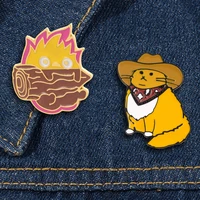 cowboy cats enamel pin custom funny animal hat brooches shirt lapel bag cute badge cartoon kitten jewelry gift for friends