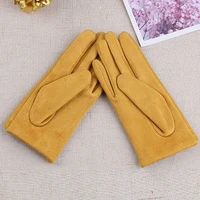 suede leather female fashion winter gloves thickened touch screen solid color glove warm driving gloves full fingers mittens