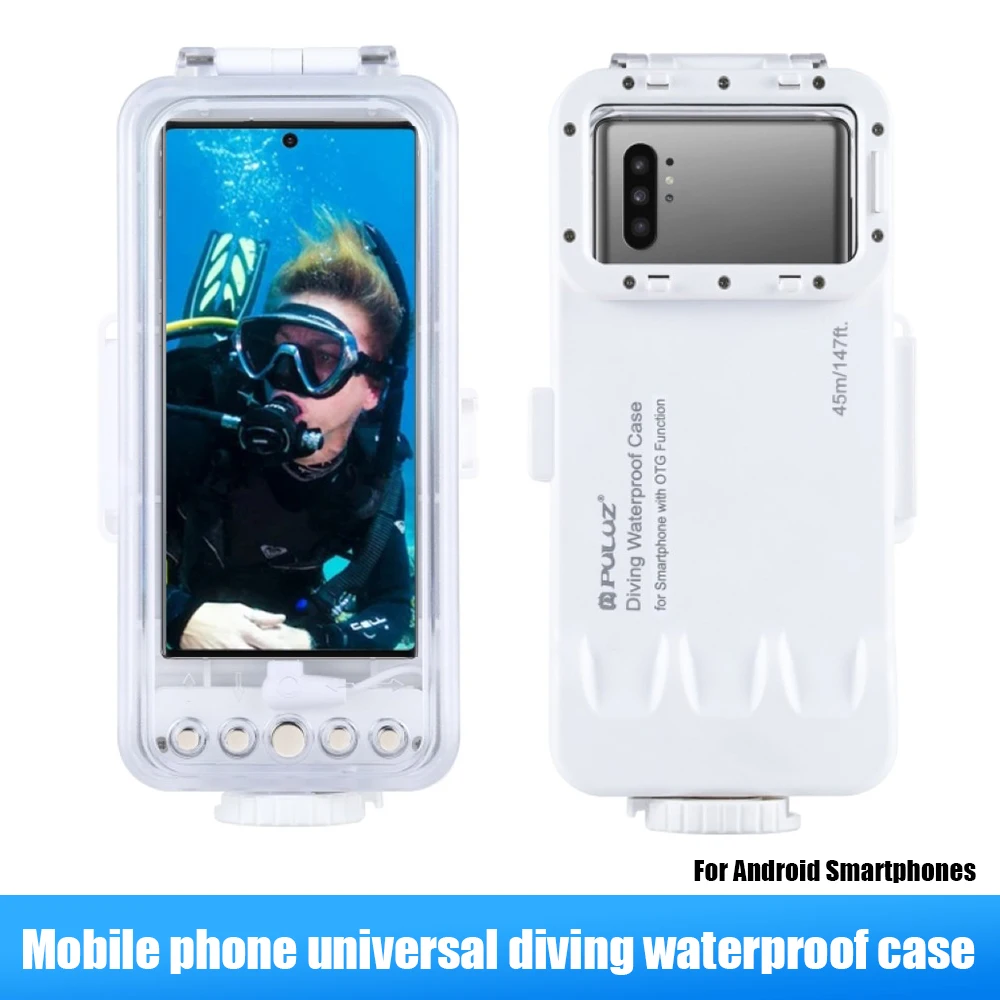 

PULUZ 45m/147ft Waterproof Diving Housing Photo Video Taking Underwater Cover Case for Android Smartphones with OTG Function