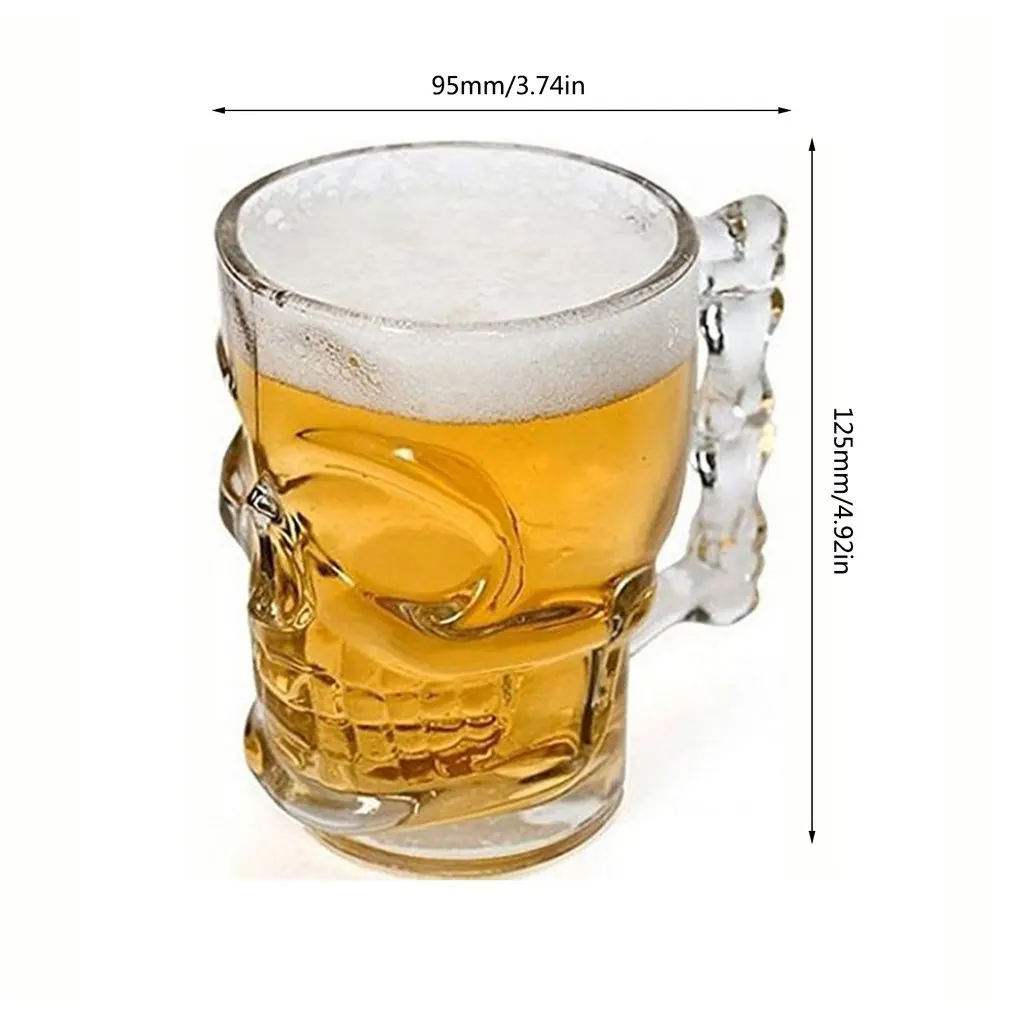 

Classcial Pirate partner beer cup 500ml crystal glass Creative skull face bone with handle drinking wine Bar Mug