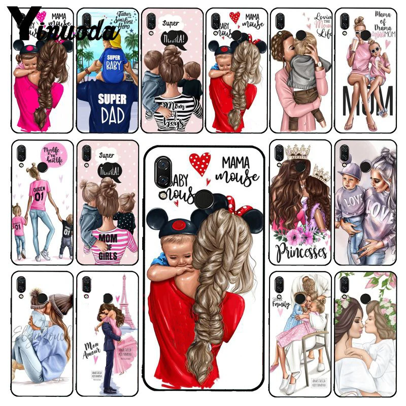 Модный чехол для телефона Yinuoda с черными и коричневыми волосами мамы девушки