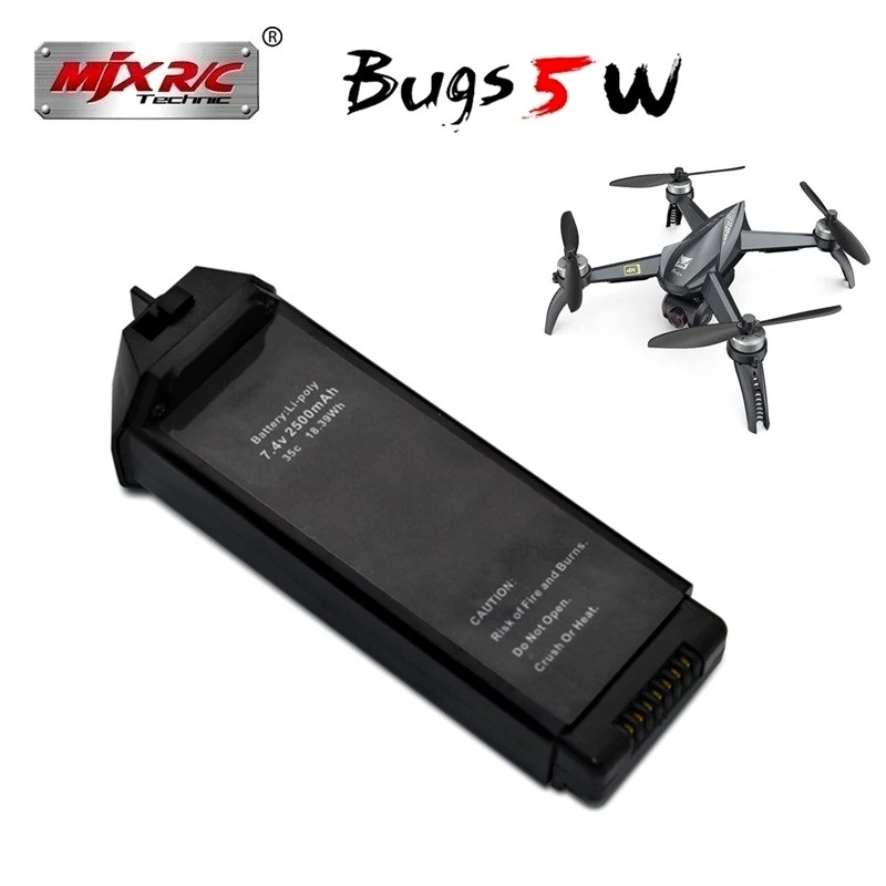 Upgrade 7.4V 2500mAH LiPo Battery For MJX R/C Bugs 5W B5W RC Quadcopter Spare Parts 7.4v Drone Battery For JJRC X5 Pro 1Pcs