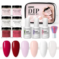 nail dipping powder sets 6colors powder with basetop coat activator dust brush elegant french nail art kits all for manicure