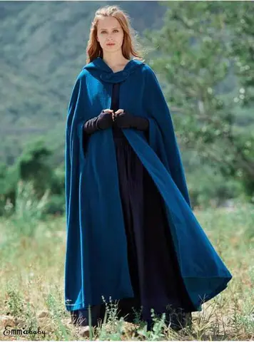 Зимнее модное женское пальто с капюшоном на одной пуговице плащ с капюшоном накидка средневековые костюмы пончо длинное серое зеленое черное синее