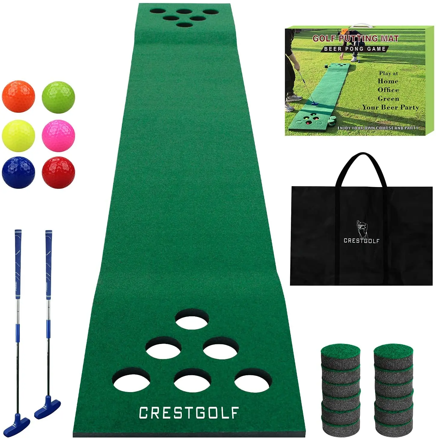 Коврик для игры в гольф и понг, набор зеленых ковриков для домашнего использования, тренировочное оборудование для игры в гольф, подходит дл...