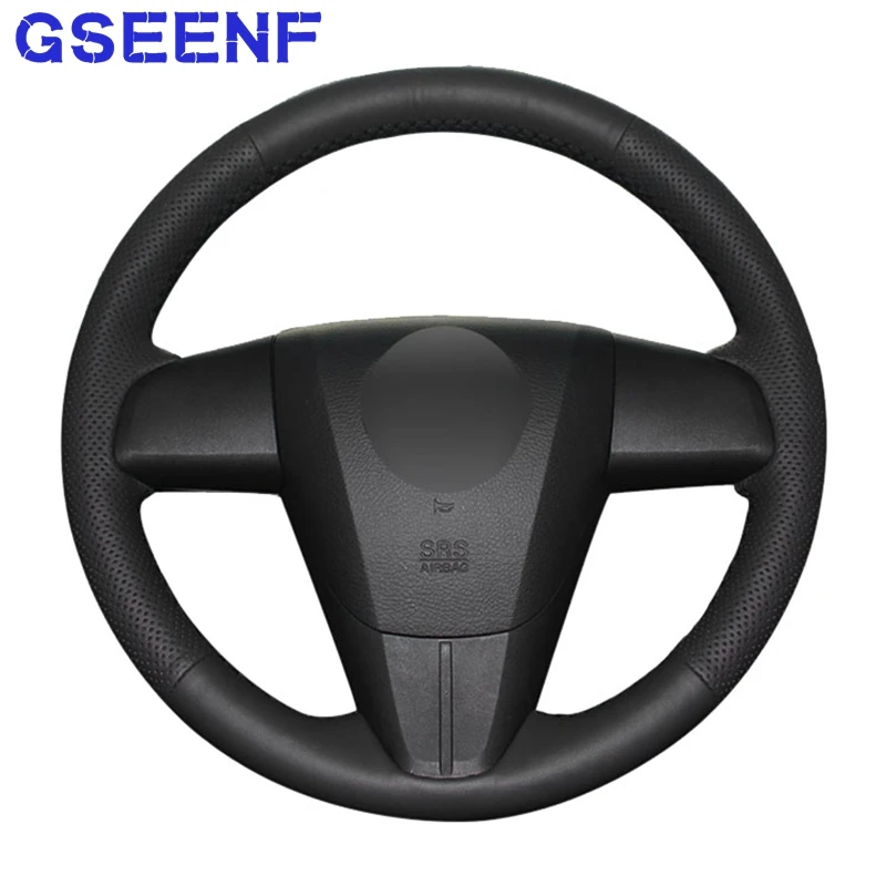 Чехол рулевого колеса автомобиля износостойкая черная искусственная кожа