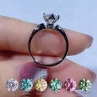 Регулируемые кольца с бриллиантами, 6,5 мм, 1 карат, голубое, розовое, желтое, зеленое ювелирное изделие из серебра 925 пробы