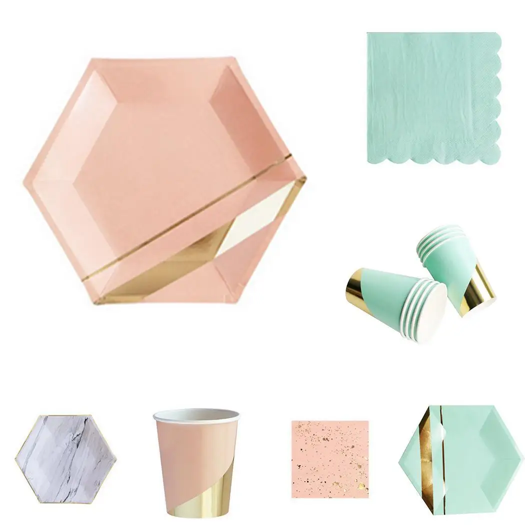 Одноразовая десертница посуда бумажные тарелки чашки 8 x лоток салфетки день