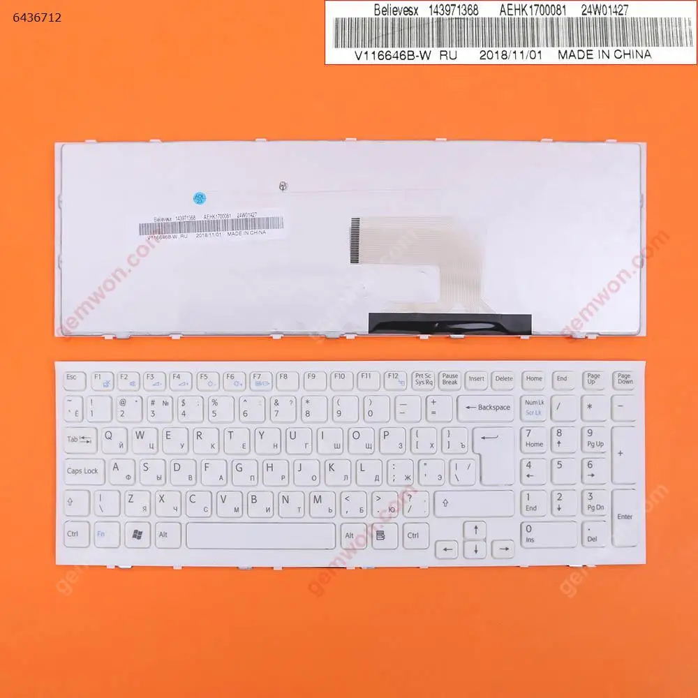 Русская новая клавиатура для ноутбука SONY VAIO VPC EH VPCEH VPCEH1 VPCEH2 VPCEH3 белая большая