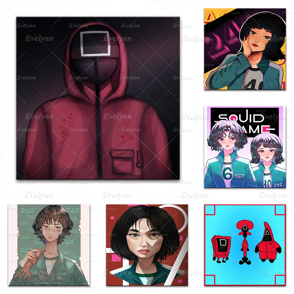 

Korean Pop TV Series,Gangster Squid Game Role Movie Posters And Prints Wall Art Canvas Pictures Home Living Room Decor Paintings