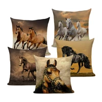 running horses cushion cover tropical style linen cotton printing throw pillow covers 45cmx45cm square home decor pillow case