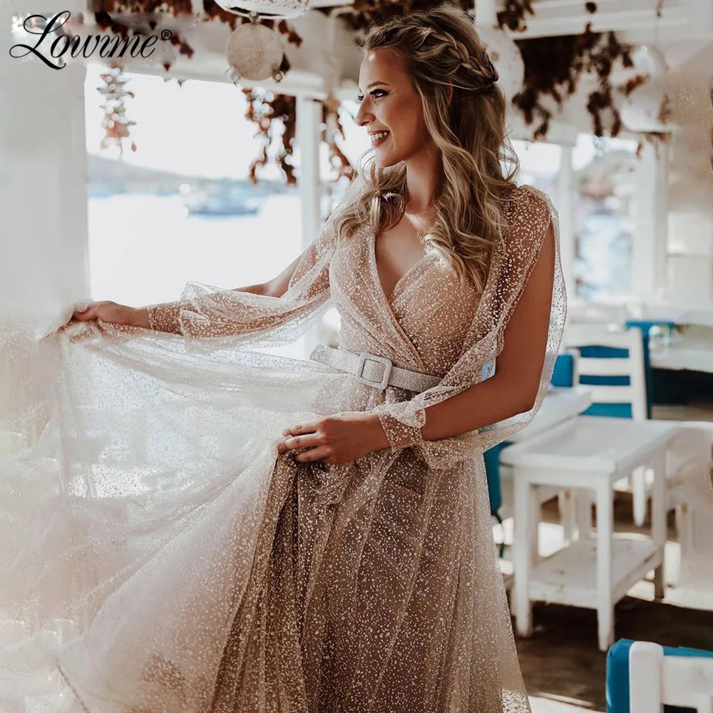 

Арабские Вечерние платья с V-образным вырезом, трапециевидные вечерние платья Дубая с длинными рукавами и бусинами, индивидуальный пошив, С...