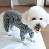 pet dog jumpsuits clothes spring autumn thin 100cotton stripe hoodies jumpsuit for small medium dog outerwear puppy clothing