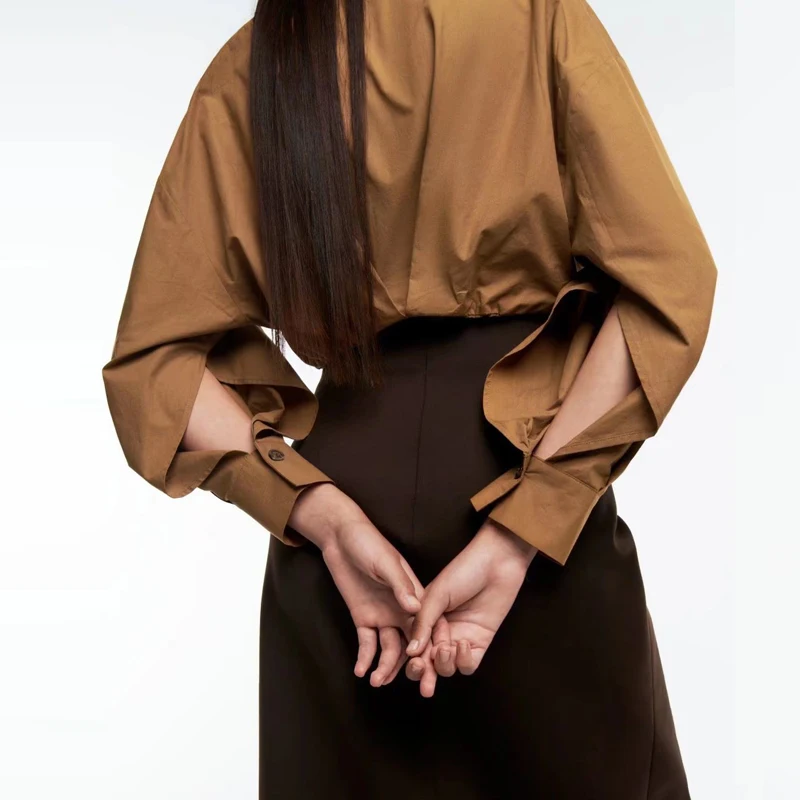 Женская короткая блузка с рукавами летучая мышь |