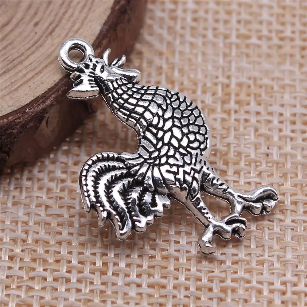 

Earring Charms For Jewelry Making 5pcs Cock Charms 31x20mm Antique Silver Plated