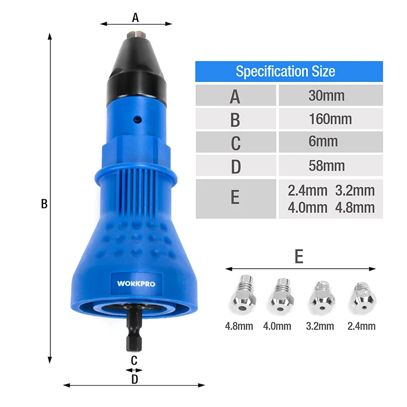 WORKPRO электрический пистолет с заклепками Клепальный Инструмент беспроводной