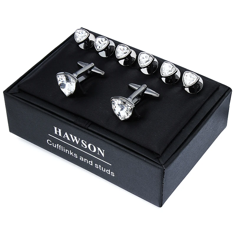 HAWSON Swarovski запонки с кристаллами и шпильками набор для мужчин-2 шт. запонки с 6 шт. шпильки в подарочной коробке