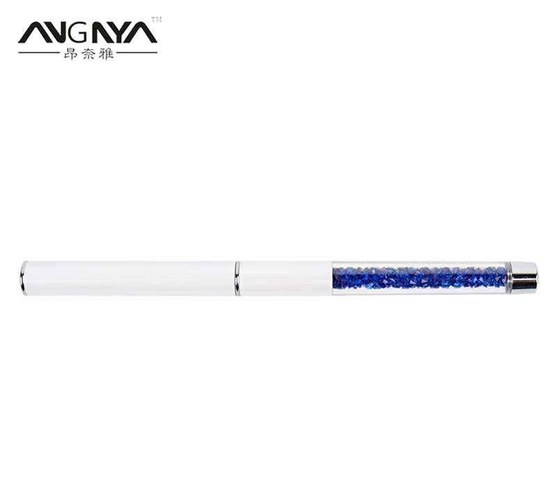 ANGNYA 1 шт. кисточка с кристаллами для дизайна ногтей 2# Колонок Соболь УФ гель строитель живопись ручка металлическая ручная 3D резьба Советы Маникюр Салон Инструменты