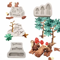 squirrel tree mushroom shape silicone mold fondant resin sugarcraft mold for pastry cup cake decorating kitchen tool