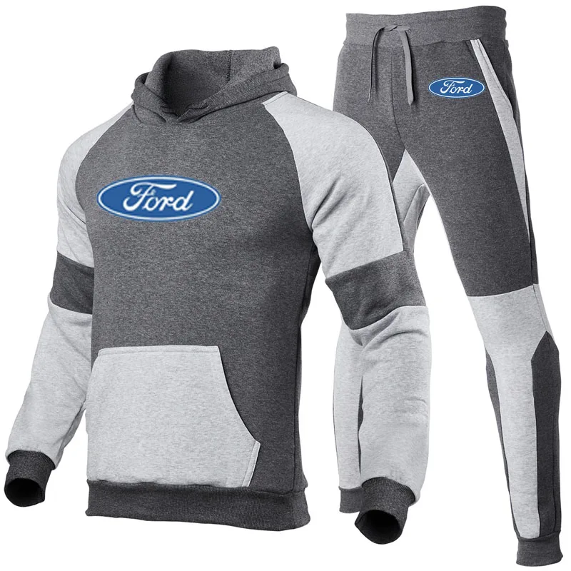 

Spring Autumn Men's Hoodie Ford Car logo printing high quality Pure cotton casual Men's sweatshirt + sweatpants Two-piece