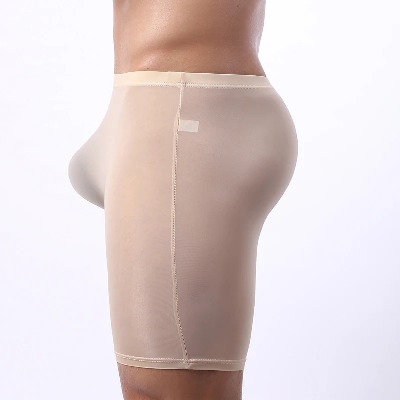 

Mens Long Boxer Shorts Underwear Men Sexy U Convex Ice silk Half-length Boxers Long Leg Underpants Slip Panties Brand Boxershort