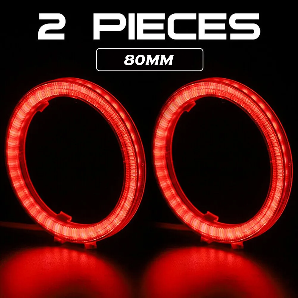 

2pcs Red 80mm COB LED Light 9-36V DC Halo Rings DRL Angel Eyes For Car Headlight Retrofit COB Angel Eyes