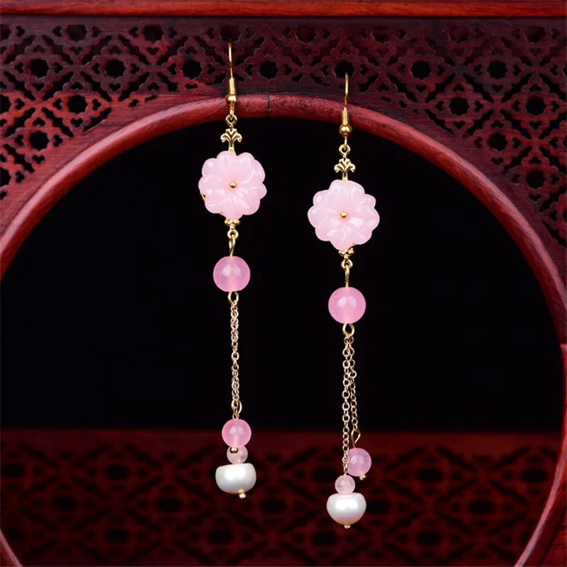 Yanting длинные серьги с кисточками для женщин цветок висячие камнем этнические