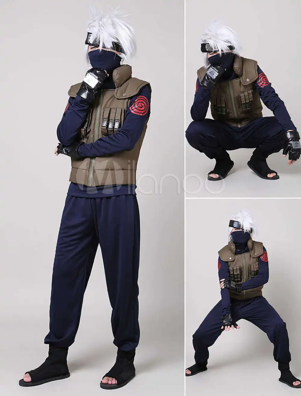 

Anime cosplay Hatake Kakashi Halloween Cosplay Green vest Costume Full comic Halloween costume