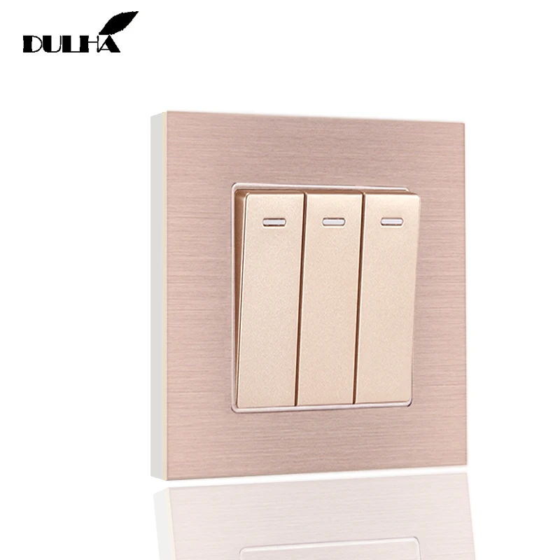 Роскошный 3 банда 1 способ настенный светильник переключатель шампанское золото